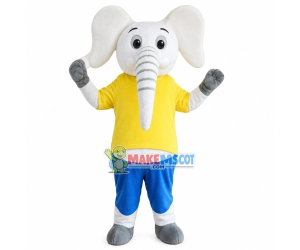 Exuberant White Elephant Mascot Costume Exuberant White Elephant Mascot Costume