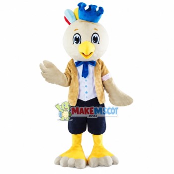 Blue Crown Bird Mascot Cartoon Costume