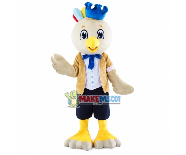 Blue Crown Bird Mascot Cartoon Costume