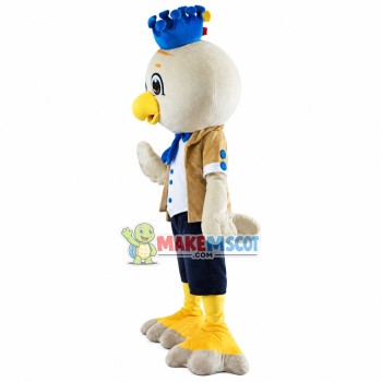 Blue Crown Bird Mascot Cartoon Costume