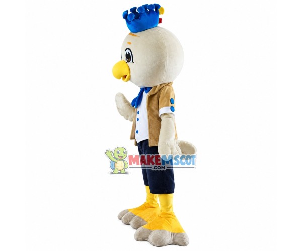 Blue Crown Bird Mascot Cartoon Costume