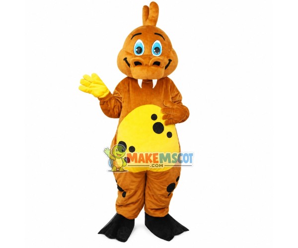 Brown Dragon With Sharp Teeth Mascot Costume Brown Dragon With Sharp Teeth Mascot Costume