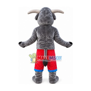 Muscular Bull In Red Shorts Mascot Costume Muscular Bull In Red Shorts Mascot Costume