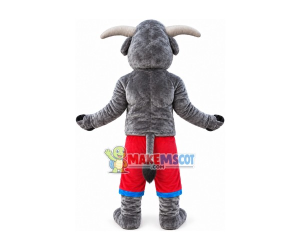 Muscular Bull In Red Shorts Mascot Costume Muscular Bull In Red Shorts Mascot Costume