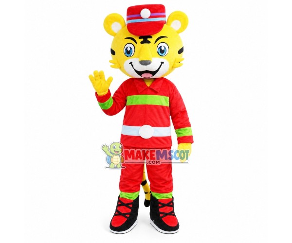Fireman Tiger Mascot Costume