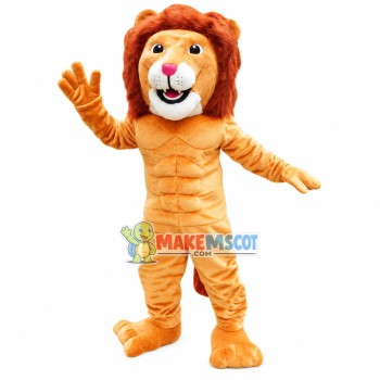 Tame Lion With Muscle Mascot Costume Tame Lion With Muscle Mascot Costume