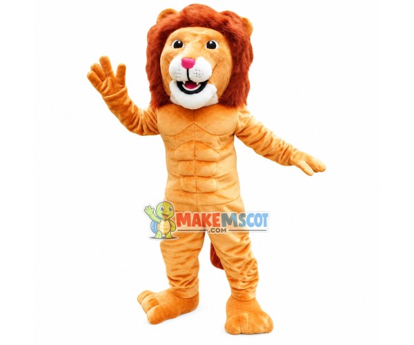Tame Lion With Muscle Mascot Costume