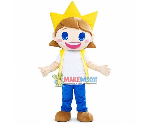 Happy Blond Boy Mascot Costume