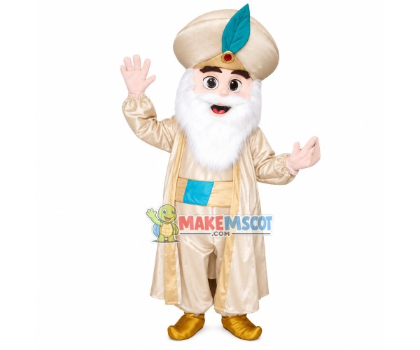 Arabian King With White Beard Mascot Costume Arabian King With White Beard Mascot Costume