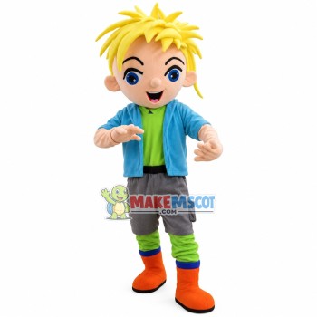 Blond Adventure Boy Mascot Costume