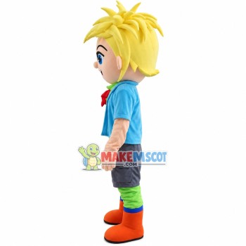 Blond Adventure Boy Mascot Costume Blond Adventure Boy Mascot Costume