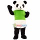 Lovable Green Shirt Panda Mascot Costume Lovable Green Shirt Panda Mascot Costume