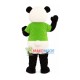Lovable Green Shirt Panda Mascot Costume