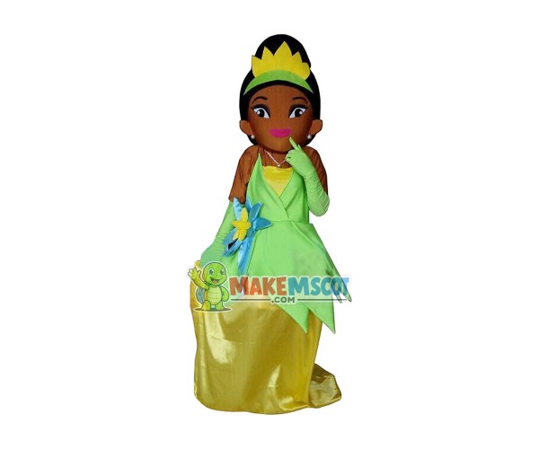 Kind Black Princess Tiana Mascot Costume Kind Black Princess Tiana Mascot Costume