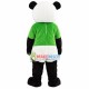 Lovable Green Shirt Panda Mascot Costume Lovable Green Shirt Panda Mascot Costume