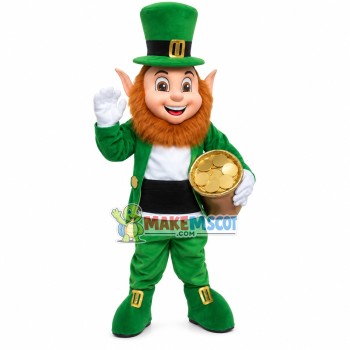 Elf Holding Coin Jar Mascot Costume