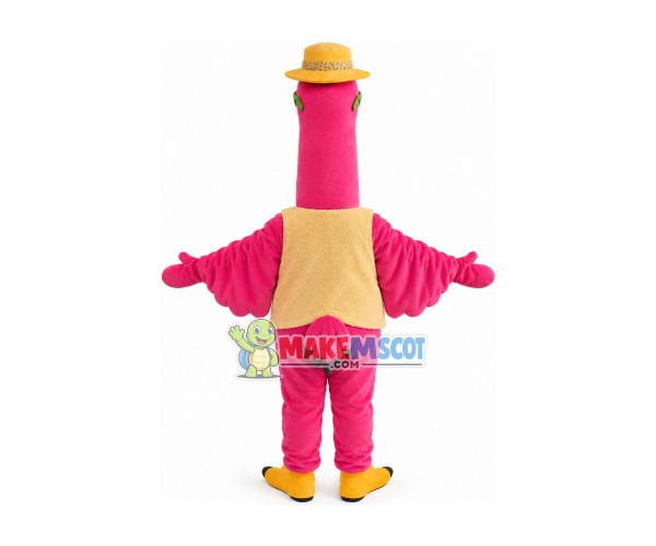 Pink Ostrich On Vacation Mascot Costume Pink Ostrich On Vacation Mascot Costume