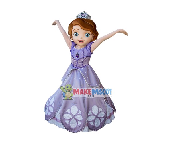 Optimistic Princess Sophia Mascot Costume Optimistic Princess Sophia Mascot Costume