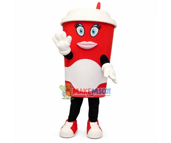 Hot Paper Coffee Cup Mascot Costume Hot Paper Coffee Cup Mascot Costume