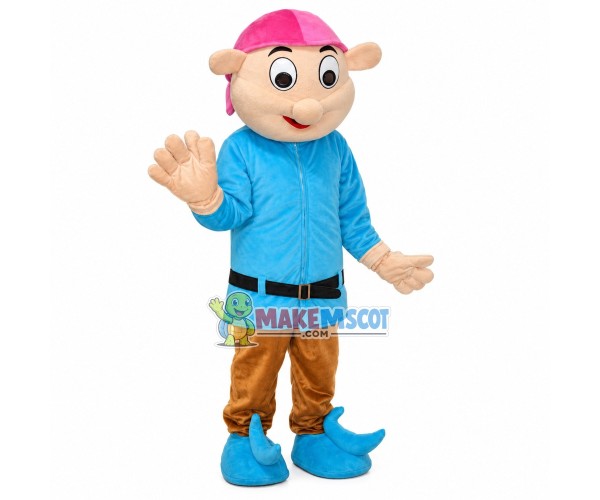 Dwarf In The Blue Top Mascot Costume Dwarf In The Blue Top Mascot Costume