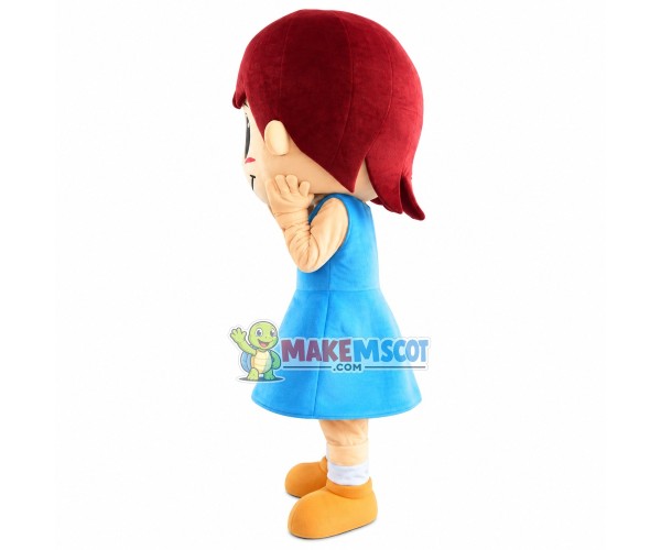 Short Hair Girl Mascot Cute Costume