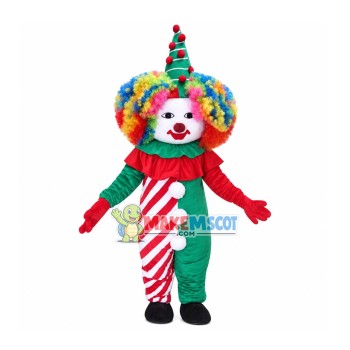 Christmas Clown With Colorful Hair Mascot Costume