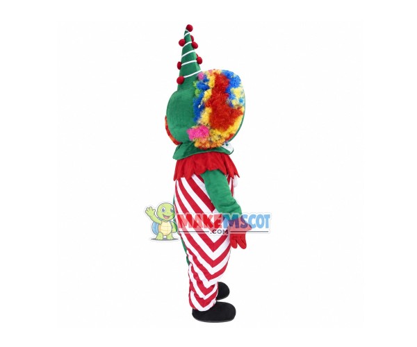 Christmas Clown With Colorful Hair Mascot Costume