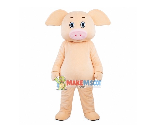 Cartoon Beige Pig Mascot Costume Cartoon Beige Pig Mascot Costume