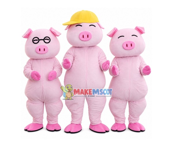 Smart Pink Pig Brother Mascot Costume Smart Pink Pig Brother Mascot Costume