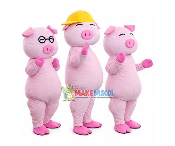 Smart Pink Pig Brother Mascot Costume Smart Pink Pig Brother Mascot Costume