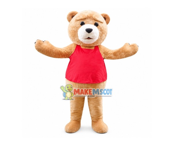 Red Bellyband Bear Mascot Costume Red Bellyband Bear Mascot Costume