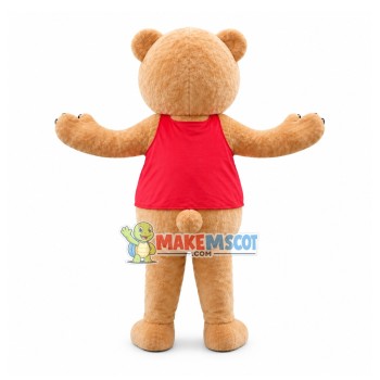 Red Bellyband Bear Mascot Costume Red Bellyband Bear Mascot Costume
