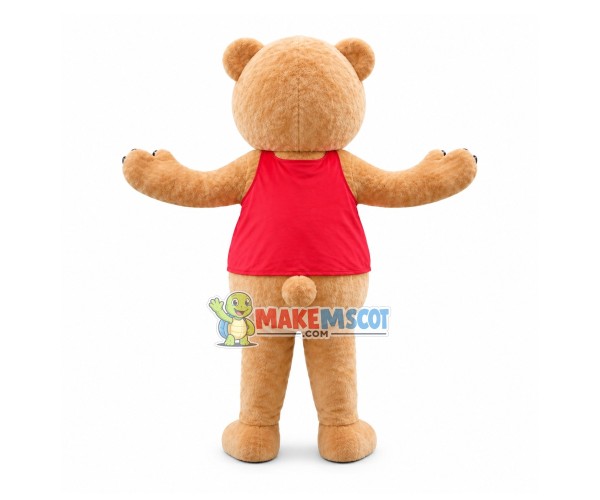 Red Bellyband Bear Mascot Costume Red Bellyband Bear Mascot Costume