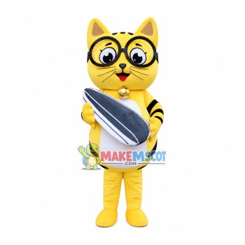 Glasses Cat Holding Sunflower Seed Mascot Costume