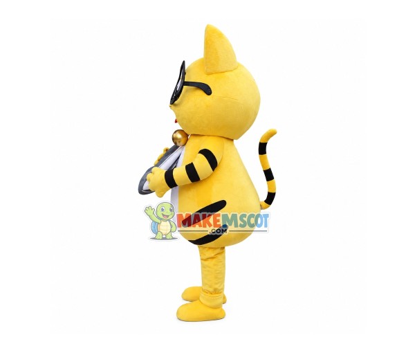 Glasses Cat Holding Sunflower Seed Mascot Costume