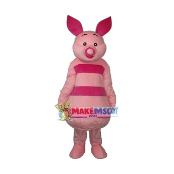 Pink Striped Piglet Mascot Cartoon Costume