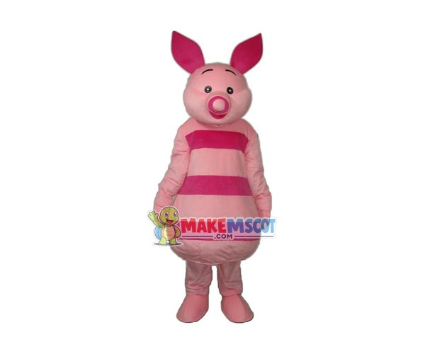Pink Striped Piglet Mascot Cartoon Costume Pink Striped Piglet Mascot Cartoon Costume