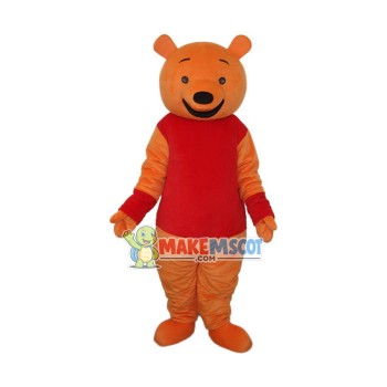Orange Look Pooh Bear Mascot Costume