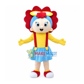 Curly Beautiful Girl Mascot Costume