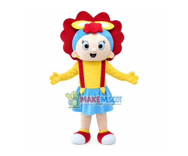 Curly Beautiful Girl Mascot Costume