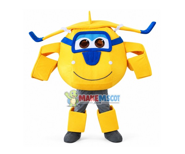 Yellow Donnie Mascot Super Wings Costume Yellow Donnie Mascot Super Wings Costume