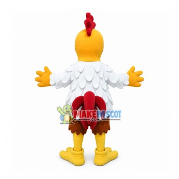 Soaring White Fur Rooster Mascot Costume Soaring White Fur Rooster Mascot Costume