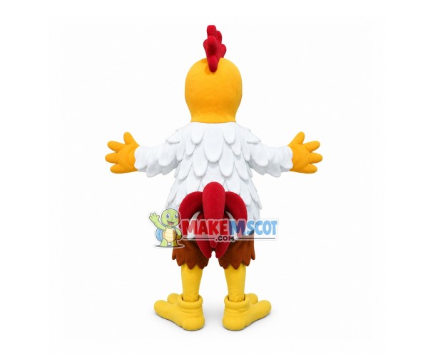 Soaring White Fur Rooster Mascot Costume Soaring White Fur Rooster Mascot Costume