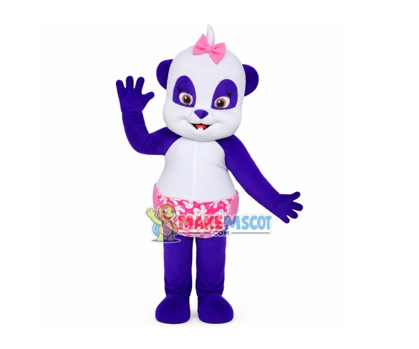 Baby Panda In Flower Panties Mascot Costume Baby Panda In Flower Panties Mascot Costume