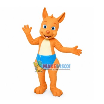 Baby Kangaroo In The Blue Diaper Mascot Costume Baby Kangaroo In The Blue Diaper Mascot Costume