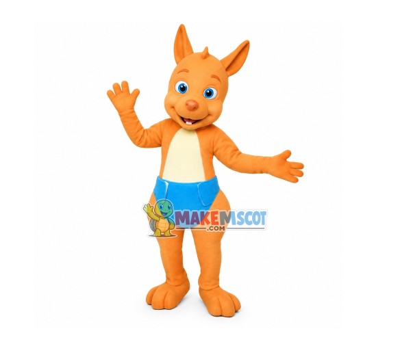 Baby Kangaroo In The Blue Diaper Mascot Costume Baby Kangaroo In The Blue Diaper Mascot Costume
