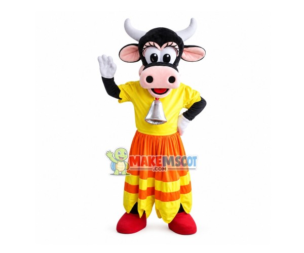 Dancing Cow With Big Bell Mascot Costume Dancing Cow With Big Bell Mascot Costume