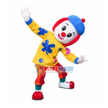 Funny Clown With Flower Top Mascot Costume Funny Clown With Flower Top Mascot Costume