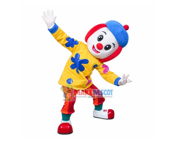 Funny Clown With Flower Top Mascot Costume