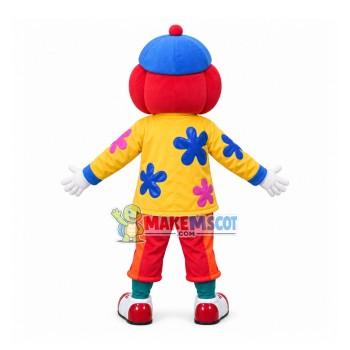 Funny Clown With Flower Top Mascot Costume Funny Clown With Flower Top Mascot Costume